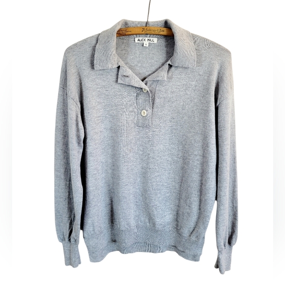 ALEX MILL Heather Grey Polo Collar Sweater Small - Picture 7 of 7